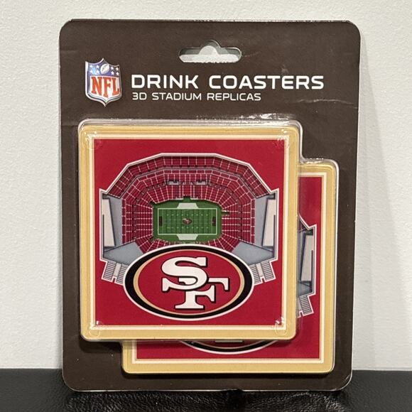 NFL SF SAN FRANCISCO 49ers 3D Stadium Replicas Drink Coasters Set Of 2 - Picture 1 of 4